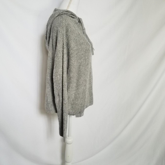 Banana Republic Women's Alpaca Blend Ribbed Heather Grey Hoodie Sweater - Picture 4 of 6